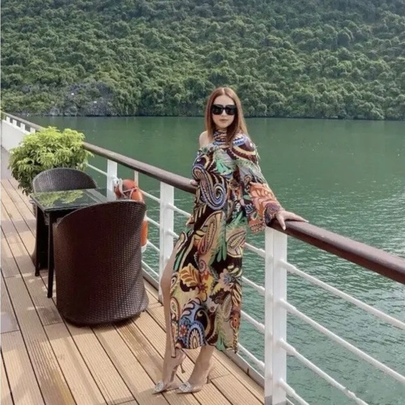 ZARA ONE SHOULDER PRINTED ASYMMETRIC DRESS MULTICOLORED - Picture 12 of 13